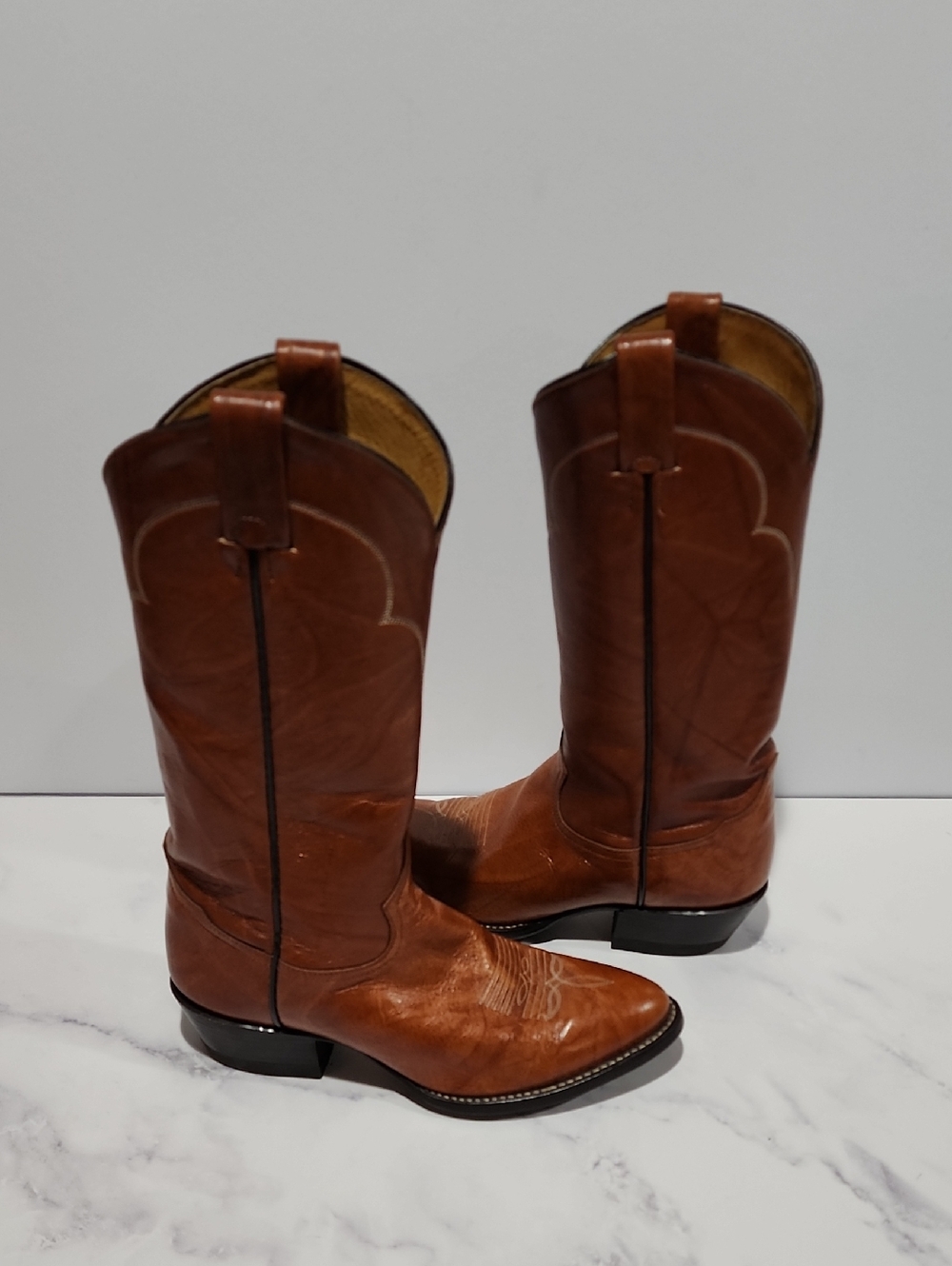 Tony Lama Brown Genuine  Leather Soles  Cowboy Boots